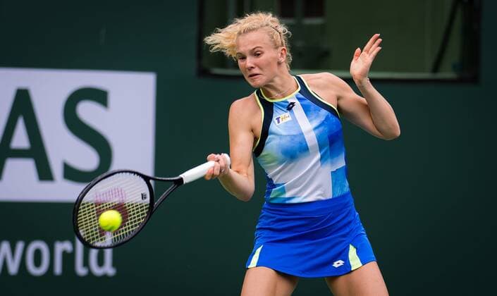 Mandatory Credit: Photo by Rob Prange Shutterstock (12524628y) Katerina Siniakova of the Czech Republic in action during the first round of the 2021 BNP Paribas Open WTA, Tennis Damen 1000 tennis tournament BNP Paribas Open, Tennis, Day 2, Indian Wells Tennis Garden, California, USA - 07 Oct 2021 BNP Paribas Open, Tennis, Day 2, Indian Wells Tennis Garden, California, USA - 07 Oct 2021 Copyright: xRobxPrange Shutterstockx 12524628y