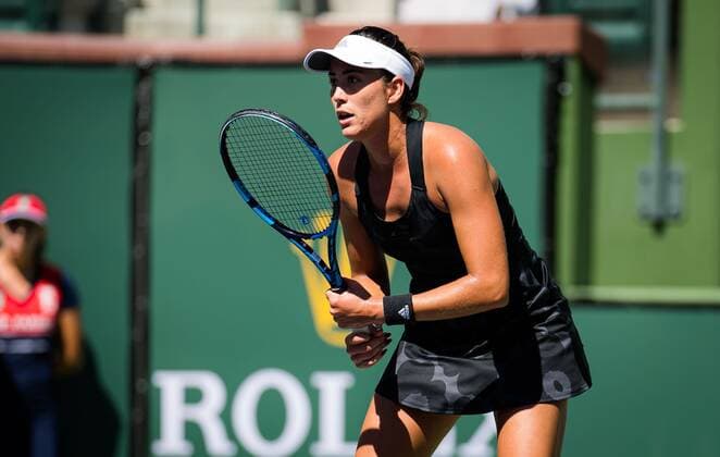 Mandatory Credit: Photo by Rob Prange Shutterstock (12524631d) Garbine Muguruza of Spain in action during the second round at the 2021 BNP Paribas Open WTA, Tennis Damen 1000 tennis tournament BNP Paribas Open, Tennis, Day 4, Indian Wells Tennis Garden, California, USA - 09 Oct 2021 BNP Paribas Open, Tennis, Day 4, Indian Wells Tennis Garden, California, USA - 09 Oct 2021 Copyright: xRobxPrange Shutterstockx 12524631d