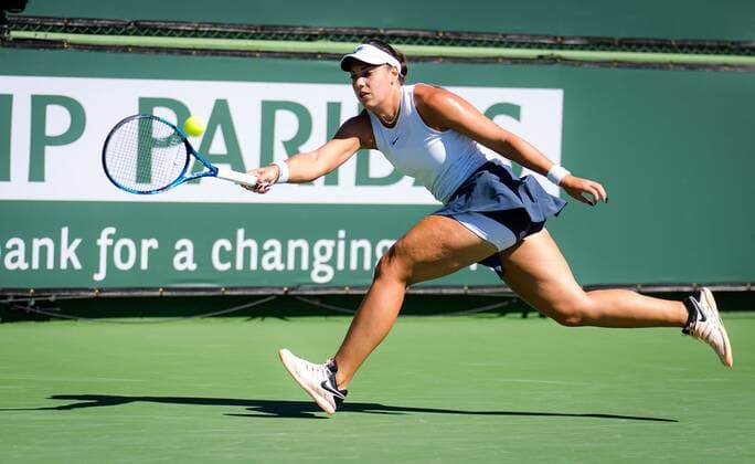 Mandatory Credit: Photo by Rob Prange Shutterstock (12524631ac) Ana Konjuh of Croatia in action during the second round at the 2021 BNP Paribas Open WTA, Tennis Damen 1000 tennis tournament BNP Paribas Open, Tennis, Day 4, Indian Wells Tennis Garden, California, USA - 09 Oct 2021 BNP Paribas Open, Tennis, Day 4, Indian Wells Tennis Garden, California, USA - 09 Oct 2021 Copyright: xRobxPrange Shutterstockx 12524631ac