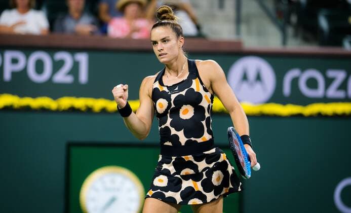 Mandatory Credit: Photo by Rob Prange Shutterstock (12524631dr) Maria Sakkari of Greece in action during the second round at the 2021 BNP Paribas Open WTA, Tennis Damen 1000 tennis tournament BNP Paribas Open, Tennis, Day 4, Indian Wells Tennis Garden, California, USA - 09 Oct 2021 BNP Paribas Open, Tennis, Day 4, Indian Wells Tennis Garden, California, USA - 09 Oct 2021 Copyright: xRobxPrange Shutterstockx 12524631dr