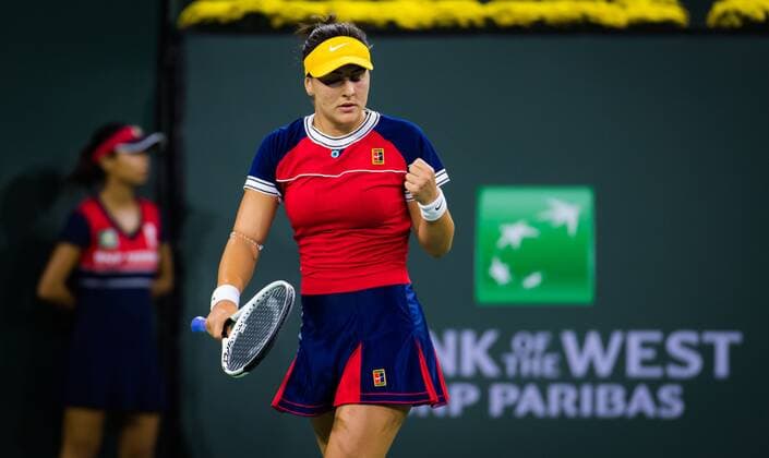 Mandatory Credit: Photo by Rob Prange Shutterstock (12524631ed) Bianca Andreescu of Canada in action during the second round at the 2021 BNP Paribas Open WTA, Tennis Damen 1000 tennis tournament BNP Paribas Open, Tennis, Day 4, Indian Wells Tennis Garden, California, USA - 09 Oct 2021 BNP Paribas Open, Tennis, Day 4, Indian Wells Tennis Garden, California, USA - 09 Oct 2021 Copyright: xRobxPrange Shutterstockx 12524631ed