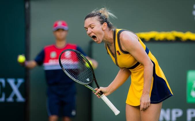 Mandatory Credit: Photo by Rob Prange Shutterstock (12524632dt) Simona Halep of Romania in action during the third round at the 2021 BNP Paribas Open WTA, Tennis Damen 1000 tennis tournament BNP Paribas Open, Tennis, Day 5, Indian Wells Tennis Garden, California, USA - 10 Oct 2021 BNP Paribas Open, Tennis, Day 5, Indian Wells Tennis Garden, California, USA - 10 Oct 2021 Copyright: xRobxPrange Shutterstockx 12524632dt