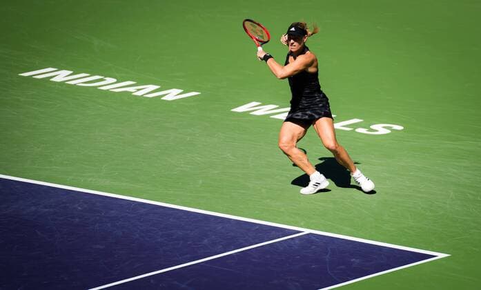 Mandatory Credit: Photo by Rob Prange Shutterstock (12524633q) Angelique Kerber of Germany in action during the third round at the 2021 BNP Paribas Open WTA, Tennis Damen 1000 tennis tournament BNP Paribas Open, Tennis, Day 6, Indian Wells Tennis Garden, California, USA - 11 Oct 2021 BNP Paribas Open, Tennis, Day 6, Indian Wells Tennis Garden, California, USA - 11 Oct 2021 Copyright: xRobxPrange Shutterstockx 12524633q