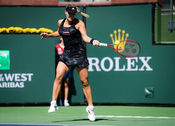 Mandatory Credit: Photo by Rob Prange Shutterstock (12524633a) Angelique Kerber of Germany in action during the third round at the 2021 BNP Paribas Open WTA, Tennis Damen 1000 tennis tournament BNP Paribas Open, Tennis, Day 6, Indian Wells Tennis Garden, California, USA - 11 Oct 2021 BNP Paribas Open, Tennis, Day 6, Indian Wells Tennis Garden, California, USA - 11 Oct 2021 Copyright: xRobxPrange Shutterstockx 12524633a