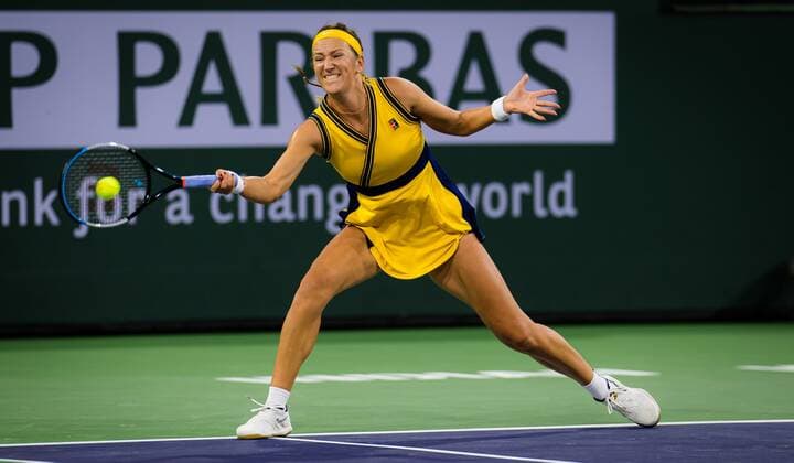 Mandatory Credit: Photo by Rob Prange Shutterstock (12524639b) Victoria Azarenka of Belarus in action during the semi-final of the 2021 BNP Paribas Open WTA, Tennis Damen 1000 tennis tournament BNP Paribas Open, Tennis, Day 10, Indian Wells Tennis Garden, California, USA - 15 Oct 2021 BNP Paribas Open, Tennis, Day 10, Indian Wells Tennis Garden, California, USA - 15 Oct 2021 Copyright: xRobxPrange Shutterstockx 12524639b