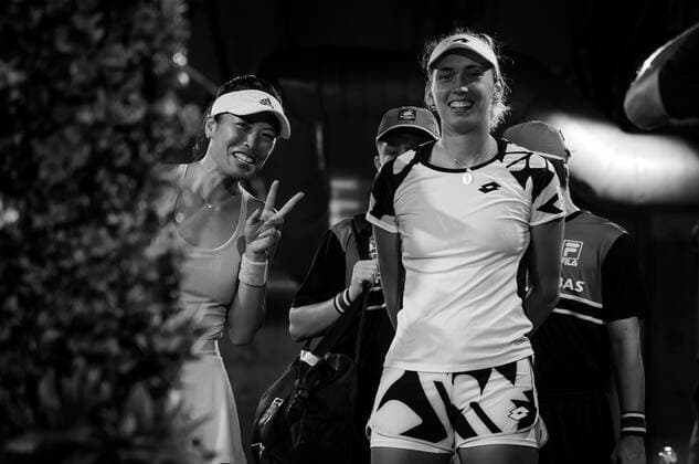 Mandatory Credit: Photo by Rob Prange Shutterstock (12524640a) Su-Wei Hsieh of Chinese Taipeh & Elise Mertens of Belgium before the doubles final of the 2021 BNP Paribas Open WTA, Tennis Damen 1000 tennis tournament BNP Paribas Open, Tennis, Day 11, Indian Wells Tennis Garden, California, USA - 16 Oct 2021 BNP Paribas Open, Tennis, Day 11, Indian Wells Tennis Garden, California, USA - 16 Oct 2021 Copyright: xRobxPrange Shutterstockx 12524640a