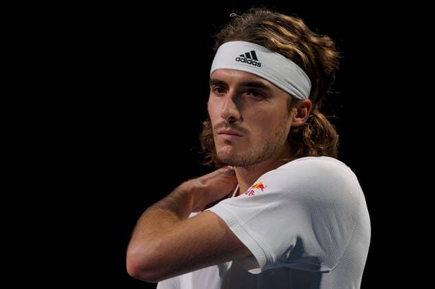 Tennis, ATP Finals in Turin, Stefanos Tsitsipas - Andrey Rublev Mandatory Credit: Photo by Ella Ling Shutterstock (12603333ce) Stefanos Tsitsipas of Greece walks onto court Nitto ATP, Tennis Herren World Tour Finals, Day 2, Tennis, Pala Alpitour, Turin, Italy - 15 Nov 2021 Nitto ATP World Tour Finals, Day 2, Tennis, Pala Alpitour, Turin, Italy - 15 Nov 2021 Copyright: xEllaxLing Shutterstockx 12603333ce