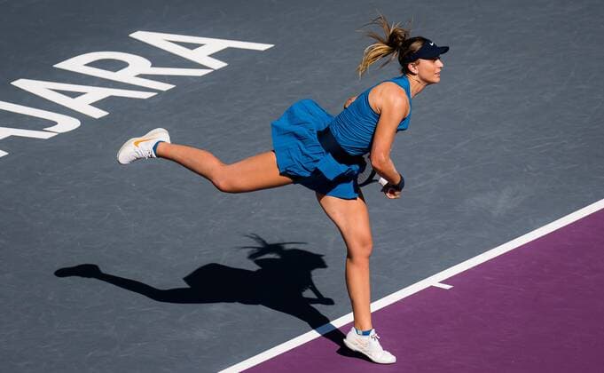 Tennis, WTA Finals in Guadalajara, Iga Swiatek - Paula Badosa Mandatory Credit: Photo by Rob Prange Shutterstock (12596813t) Paula Badosa of Spain in action during the third round robin match at the 2021 Akron WTA, Tennis Damen Finals Guadalajara WTA tennis tournament Akron WTA Finals, Day 6, Tennis, Panamerican Tennis Center Guadalajara, Mexico - 15 Nov 2021 Akron WTA Finals, Day 6, Tennis, Panamerican Tennis Center Guadalajara, Mexico - 15 Nov 2021 Copyright: xRobxPrange Shutterstockx 12596813t