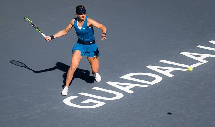 Tennis, WTA Finals in Guadalajara, Iga Swiatek - Paula Badosa Mandatory Credit: Photo by Rob Prange Shutterstock (12596813r) Paula Badosa of Spain in action during the third round robin match at the 2021 Akron WTA, Tennis Damen Finals Guadalajara WTA tennis tournament Akron WTA Finals, Day 6, Tennis, Panamerican Tennis Center Guadalajara, Mexico - 15 Nov 2021 Akron WTA Finals, Day 6, Tennis, Panamerican Tennis Center Guadalajara, Mexico - 15 Nov 2021 Copyright: xRobxPrange Shutterstockx 12596813r