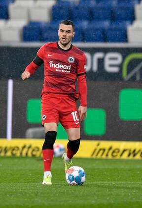 Filip Kostic Eintracht Frankfurt SGE on the ball TSG 1899 Hoffenheim vs Eintracht Frankfurt SGE 04 12 2021 PreZero Arena DFL REGULATES PROHIBIT ANY USE OF PHOTOGRAPHS AS IMAGE SEQUENCES AND OR QUASI VIDEO TSG 1899 Hoffenheim vs Eintracht Frankfurt SGE
