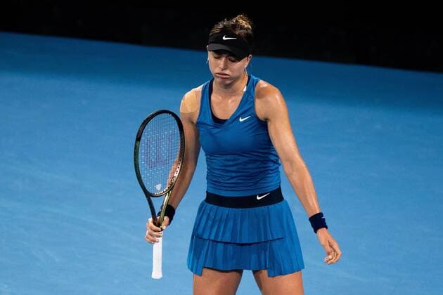 Mandatory Credit: Photo by Shutterstock (12757262cl) Paula Badosa reacts during her round of 16 match Sydney Tennis Classic, Day 4, Tennis, Olympic Park, Sydney, Australia - 12 Jan 2022 Sydney Tennis Classic, Day 4, Tennis, Olympic Park, Sydney, Australia - 12 Jan 2022 Copyright: xShutterstockx 12757262cl
