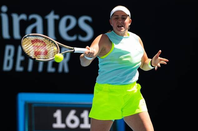Mandatory Credit: Photo by Rob Prange Shutterstock (12763713da) Jelena Ostapenko of Latvia in action during the second round of the 2022 Australian Open Grand Slam tennis tournament Australian Open, Day Three, Tennis, Melbourne Park, Melbourne, Australia - 19 Jan 2022 Australian Open, Day Three, Tennis, Melbourne Park, Melbourne, Australia - 19 Jan 2022 Copyright: xRobxPrange Shutterstockx 12763713da