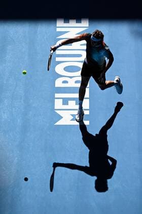 Mandatory Credit: Photo by James Gourley Shutterstock (12765058eh) Stefanos Tsitsipas during his second round match Australian Open, Day Four, Tennis, Melbourne Park, Melbourne, Australia - 20 Jan 2022 Australian Open, Day Four, Tennis, Melbourne Park, Melbourne, Australia - 20 Jan 2022 Copyright: xJamesxGourley Shutterstockx 12765058eh