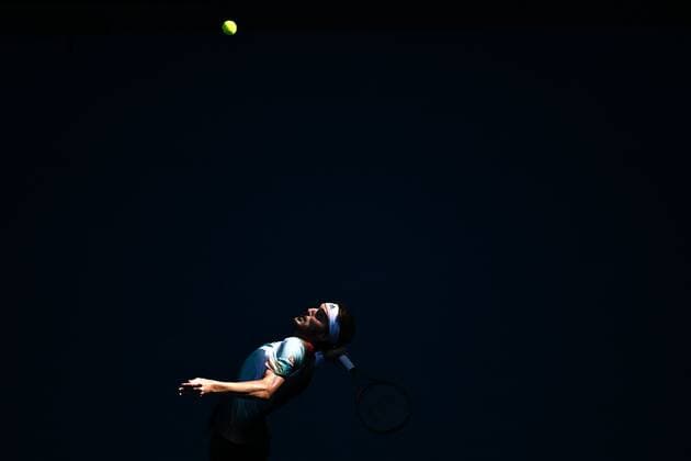 Mandatory Credit: Photo by James Gourley Shutterstock (12765058eq) Stefanos Tsitsipas during his second round match Australian Open, Day Four, Tennis, Melbourne Park, Melbourne, Australia - 20 Jan 2022 Australian Open, Day Four, Tennis, Melbourne Park, Melbourne, Australia - 20 Jan 2022 Copyright: xJamesxGourley Shutterstockx 12765058eq