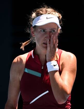 Mandatory Credit: Photo by James Gourley Shutterstock (12765097bp) Victoria Azarenka reacts Australian Open, Day Seven, Tennis, Melbourne Park, Melbourne, Australia - 23 Jan 2022 Australian Open, Day Seven, Tennis, Melbourne Park, Melbourne, Australia - 23 Jan 2022 Copyright: xJamesxGourley Shutterstockx 12765097bp