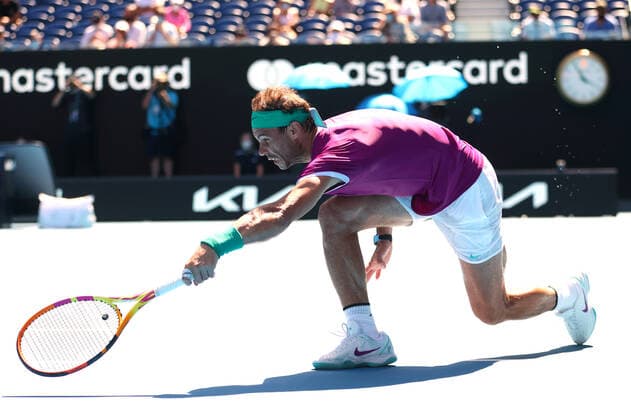 Mandatory Credit: Photo by Ella Ling Shutterstock (12765096da) Rafael Nadal during his fourth round match Australian Open, Day Seven, Tennis, Melbourne Park, Melbourne, Australia - 23 Jan 2022 Australian Open, Day Seven, Tennis, Melbourne Park, Melbourne, Australia - 23 Jan 2022 Copyright: xEllaxLing Shutterstockx 12765096da