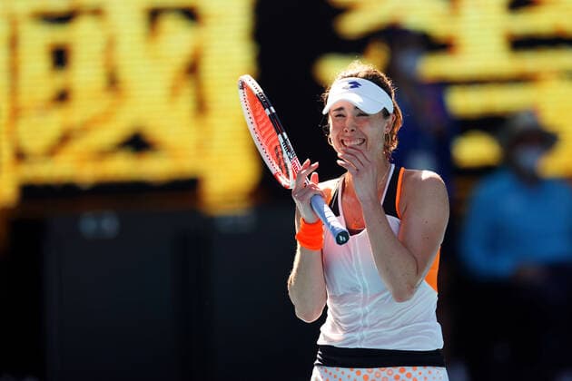 Mandatory Credit: Photo by Ella Ling Shutterstock (12765099cf) Alize Cornet celebrates victory in her fourth round match Australian Open, Day Eight, Tennis, Melbourne Park, Melbourne, Australia - 24 Jan 2022 Australian Open, Day Eight, Tennis, Melbourne Park, Melbourne, Australia - 24 Jan 2022 Copyright: xEllaxLing Shutterstockx 12765099cf