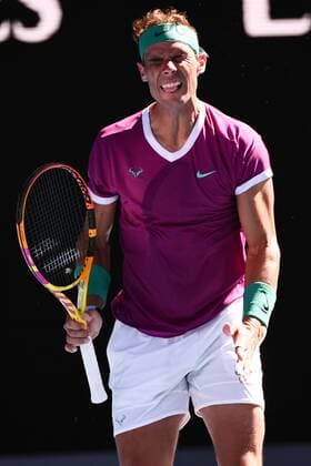 Mandatory Credit: Photo by James Gourley Shutterstock (12773752cs) Rafael Nadal during his quarter-final match Australian Open, Day Nine, Tennis, Melbourne Park, Melbourne, Australia - 25 Jan 2022 Australian Open, Day Nine, Tennis, Melbourne Park, Melbourne, Australia - 25 Jan 2022 Copyright: xJamesxGourley Shutterstockx 12773752cs