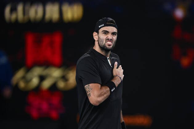 Mandatory Credit: Photo by James Gourley Shutterstock (12773752jl) Matteo Berrettini celebrates winning his quarter-final match Australian Open, Day Nine, Tennis, Melbourne Park, Melbourne, Australia - 25 Jan 2022 Australian Open, Day Nine, Tennis, Melbourne Park, Melbourne, Australia - 25 Jan 2022 Copyright: xJamesxGourley Shutterstockx 12773752jl