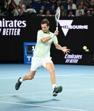 Mandatory Credit: Photo by James Gourley Shutterstock (12775245dd) Daniil Medvedev in semi final action Australian Open, Day Twelve, Tennis, Melbourne Park, Melbourne, Australia - 28 Jan 2022 Australian Open, Day Twelve, Tennis, Melbourne Park, Melbourne, Australia - 28 Jan 2022 Copyright: xJamesxGourley Shutterstockx 12775245dd