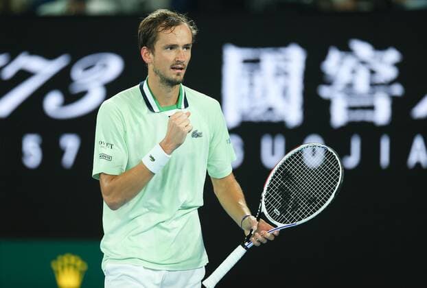 Mandatory Credit: Photo by Ella Ling Shutterstock (12775251dw) Daniil Medvedev in semi final action Australian Open, Day Twelve, Tennis, Melbourne Park, Melbourne, Australia - 28 Jan 2022 Australian Open, Day Twelve, Tennis, Melbourne Park, Melbourne, Australia - 28 Jan 2022 Copyright: xEllaxLing Shutterstockx 12775251dw