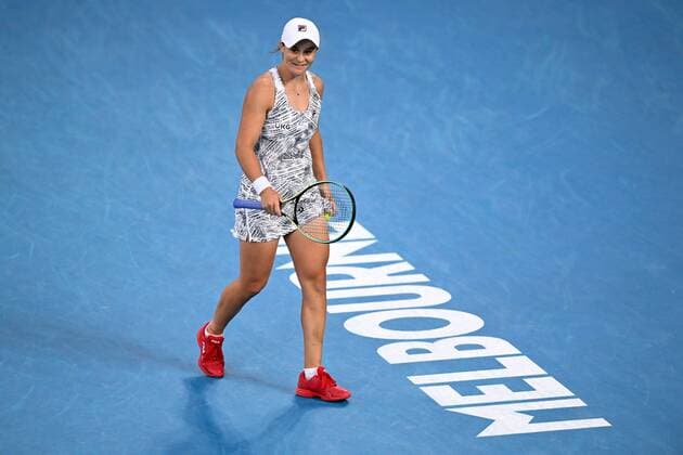 Mandatory Credit: Photo by James Gourley Shutterstock (12778010ab) Ashleigh Barty during the Women s Singles Final Australian Open, Day Thirteen, Tennis, Melbourne Park, Melbourne, Australia - 29 Jan 2022 Australian Open, Day Thirteen, Tennis, Melbourne Park, Melbourne, Australia - 29 Jan 2022 Copyright: xJamesxGourley Shutterstockx 12778010ab