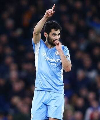 Mandatory Credit: Photo by Matt West Shutterstock (12814772y) Ilkay Gundogan of Manchester City celebrates scoring a goal to make it 1-1 Manchester City v Tottenham Hotspur, Premier League, Football, Etihad Stadium, Manchester, UK - 19 Feb 2022 EDITORIAL USE ONLY No use with unauthorised audio, video, data, fixture lists, club league logos or live services. Online in-match use limited to 120 images, no video emulation. No use in betting, games or single club league player publications. Manchester City v Tottenham Hotspur, Premier League, Football, Etihad Stadium, Manchester, UK - 19 Feb 2022 EDITORIAL USE ONLY No use with unauthorised audio, video, data, fixture lists, club league logos or live services. Online in-match use limited to 120 images, no video emulation. No use in betting, games or single club league player publications. Copyright: xMattxWest Shutterstockx 12814772y