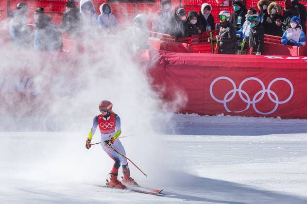 CHN, Winter Olympic Games, Beijing 2022 20 02 2022, National Alpine Ski Centre, Yanqing, CHN, Winter Olympic Games, Beijing 2022, Alpine Skiing, Mixed Team Parallel Slalom, in the picture Mikaela Shiffrin USA Mikaela Shiffrin USA during the Mixed Team Parallel Slalom for the Winter Olympic Games Beijing 2022 National Alpine Ski Centre in Yanqing, China on 2022 02 20 Yanqing China National Alpine Ski Centre
