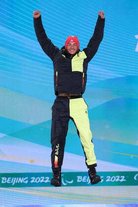 Paralympics, BEIJING 2022, Langlauf, Sprint, Siegerehrung mit Marco Maier Marco Maier (GER), MARCH 9, 2022 - Cross Country Skiing : Men s Sprint Free standing Medal Ceremony during the Beijing 2022 Paralympic Winter games, Winterspiele,Spiele, Summer games at Zhangjiakou Medal Plaza in Zhangjiakou, Hebei, China. (182823016)