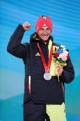 Paralympics, BEIJING 2022, Langlauf, Sprint, Siegerehrung mit Marco Maier Marco Maier (GER), MARCH 9, 2022 - Cross Country Skiing : Men s Sprint Free standing Medal Ceremony during the Beijing 2022 Paralympic Winter games, Winterspiele,Spiele, Summer games at Zhangjiakou Medal Plaza in Zhangjiakou, Hebei, China. (182823022)