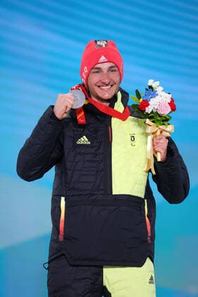 Paralympics, BEIJING 2022, Langlauf, Sprint, Siegerehrung mit Marco Maier Marco Maier (GER), MARCH 9, 2022 - Cross Country Skiing : Men s Sprint Free standing Medal Ceremony during the Beijing 2022 Paralympic Winter games, Winterspiele,Spiele, Summer games at Zhangjiakou Medal Plaza in Zhangjiakou, Hebei, China. (182823023)