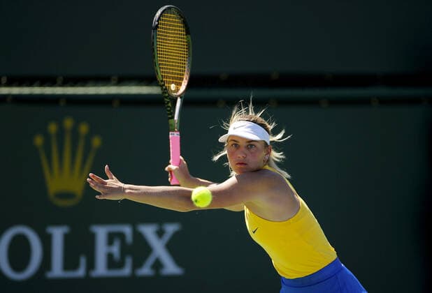 Mandatory Credit: Photo by Ella Ling Shutterstock (12845049at) Marta Kostyuk of Ukraine in action BNP Paribas Open, Tennis, Day 4, Indian Wells Tennis Garden, California, USA - 12 Mar 2022 BNP Paribas Open, Tennis, Day 4, Indian Wells Tennis Garden, California, USA - 12 Mar 2022 Copyright: xEllaxLing Shutterstockx 12845049at