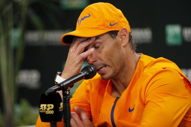 Mandatory Credit: Photo by Ella Ling Shutterstock (12845049bn) Rafael Nadal of Spain frustrated during press conference, PK, Pressekonferenz BNP Paribas Open, Tennis, Day 4, Indian Wells Tennis Garden, California, USA - 12 Mar 2022 BNP Paribas Open, Tennis, Day 4, Indian Wells Tennis Garden, California, USA - 12 Mar 2022 Copyright: xEllaxLing Shutterstockx 12845049bn