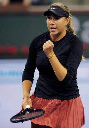 Mandatory Credit: Photo by Ella Ling Shutterstock (12845049cx) Amanda Anisimova of USA celebrates BNP Paribas Open, Tennis, Day 4, Indian Wells Tennis Garden, California, USA - 12 Mar 2022 BNP Paribas Open, Tennis, Day 4, Indian Wells Tennis Garden, California, USA - 12 Mar 2022 Copyright: xEllaxLing Shutterstockx 12845049cx