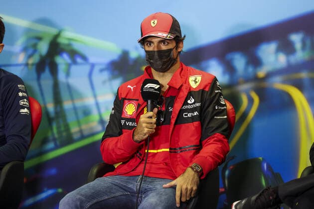 SAINZ Carlos (spa), Scuderia Ferrari F1-75, portrait, press conference, PK, Pressekonferenz during the Formula 1 Heineken Australian Grand Prix 2022, 3rd round of the 2022 FIA Formula One World Championship, WM, Weltmeisterschaft on the Albert Park Circuit, from April 8 to 10, 2022 in Melbourne, Australia - F1 - AUSTRALIAN GRAND PRIX 2022 DPPI Panoramic 00122008_1230.JPG_