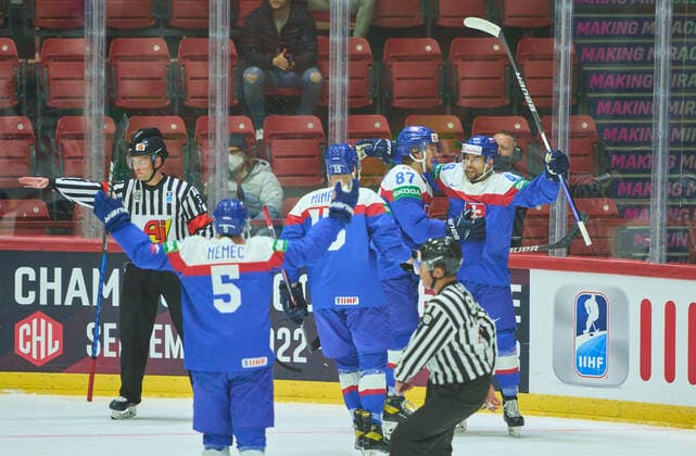 Pavol Regenda, SVK 87 celebrates his goal, happy, laugh, celebration, 1-1 in the match SLOVAKIA - CANADA of the IIHF Ice hockey, Eishockey World Championship, WM, Weltmeisterschaft Group B in Helsinki, Finland, May 16, 2022, Season 2021 2022