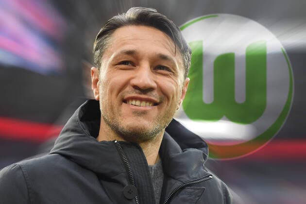 PHOTOMONTAGE Niko KOVAC becomes new coach at VFL Wolfsburg Niko KOVAC coach Bayern Muenchen , laughs,laughing,laughing,optimistic,good-humored,single image,cropped single motif,portraet,portrait,portrÅ t football 1 Bundesliga, 26 Spieltag,Matchday26, FC Bayern Muenchen M 1 FSV Mainz MZ 6 0, on 17 03 2019 in Muenchen A L L I A N Z A R E N A, DFL REGULATES PROHIBIT ANY USE OF PHOTOGRAPHS AS IMAGE SEQUENCES AND OR QUASI VIDEO Â