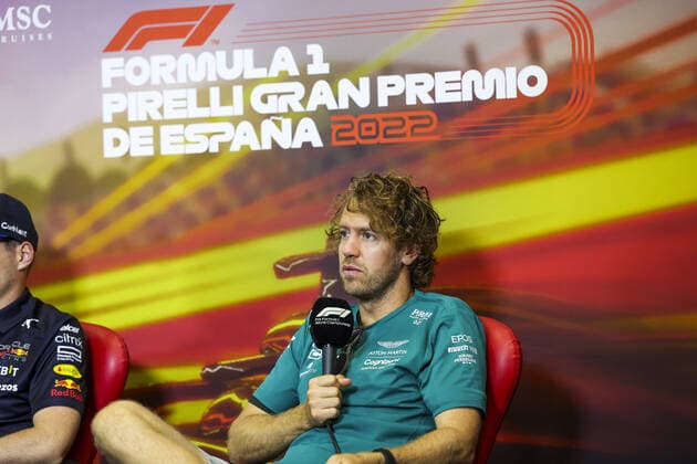 VETTEL Sebastian (ger), Aston Martin F1 Team AMR22, portrait, press conference, PK, Pressekonferenz during the Formula 1 Pirelli Grand Premio de Espana 2022, 6th round of the 2022 FIA Formula One World Championship, WM, Weltmeisterschaft on the Circuit de Barcelona-Catalunya, from May 20 to 22, 2022 in Montmelo, Spain - F1 - SPANISH GRAND PRIX 2022 DPPI Panoramic 00122015_GOOD7438.JPG_