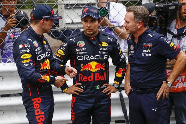 PEREZ Sergio (mex), Red Bull Racing RB18, portrait VERSTAPPEN Max (ned), Red Bull Racing RB18, portrait HORNER Christian (gbr), Team Principal of Red Bull Racing, portrait during the Formula 1 Grand Prix de Monaco 2022, 7th round of the 2022 FIA Formula One World Championship, WM, Weltmeisterschaft on the Circuit de Monaco, from May 27 to 29, 2022 in Monte-Carlo, Monaco - F1 - MONACO GRAND PRIX 2022 - Race DPPI Panoramic 00122019__B3_0343