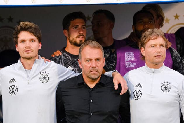 Hansi Flick Germany, national coach during the anthem, ITA, Italy vs Germany, football, Uefa Nations League, matchday 1, season 2022, 04 06 2022, ITA, Italy vs Germany, football, Nations League, matchday 1, season 2022, 04 06 2022 Bologna Copyright: xEibner-Pressefotox EP_EER