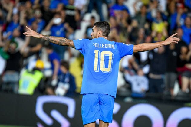 June 7, 2022, Cesena, Italy: Cesena, Italy, Dino Manuzzi stadium, June 07, 2022, Italy s Lorenzo Pellegrini celebrates after scoring a goal 2-0 during Italy vs Hungary - football UEFA Nations League match. football UEFA Nations League match - Italy vs Hungary, Cesena, Italy - ZUMAl164 20220607_zsa_l164_042 Copyright: xEttorexGriffonix