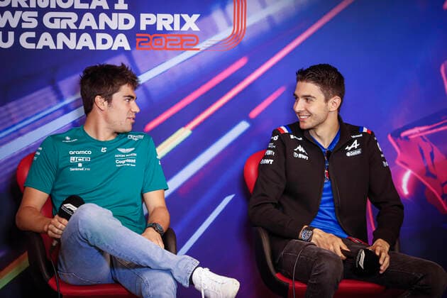 STROLL Lance (can), Aston Martin F1 Team AMR22, portrait OCON Esteban (fra), Alpine F1 Team A522, action during the Formula 1 AWS Grand Prix du Canada 2022, 9th round of the 2022 FIA Formula One World Championship, WM, Weltmeisterschaft on the Circuit Gilles Villeneuve, from June 17 to 19, 2022 in Montreal, Canada - F1 - CANADIAN GRAND PRIX 2022 DPPI Panoramic _V2_1777
