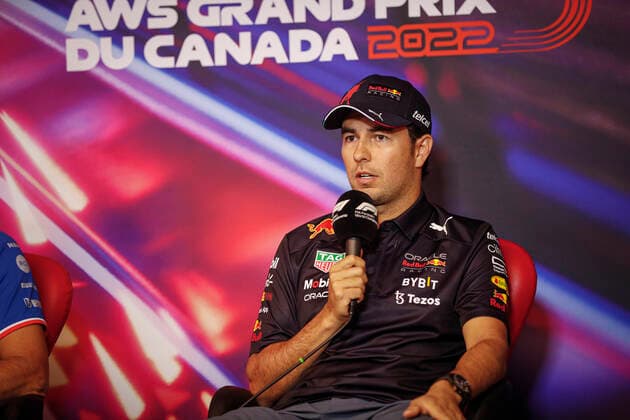PEREZ Sergio (mex), Red Bull Racing RB18, portrait press conference, PK, Pressekonferenz during the Formula 1 AWS Grand Prix du Canada 2022, 9th round of the 2022 FIA Formula One World Championship, WM, Weltmeisterschaft on the Circuit Gilles Villeneuve, from June 17 to 19, 2022 in Montreal, Canada - F1 - CANADIAN GRAND PRIX 2022 DPPI Panoramic _V2_2037