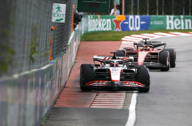 20 MAGNUSSEN Kevin (den), Haas F1 Team VF-22 Ferrari, 16 LECLERC Charles (mco), Scuderia Ferrari F1-75, action during the Formula 1 AWS Grand Prix du Canada 2022, 9th round of the 2022 FIA Formula One World Championship, WM, Weltmeisterschaft on the Circuit Gilles Villeneuve, from June 17 to 19, 2022 in Montreal, Canada - F1 - CANADIAN GRAND PRIX 2022 DPPI Panoramic F12022GP09CAN_JK19203