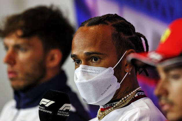 HAMILTON Lewis (gbr), Mercedes AMG F1 Team W13, portrait conference de presse press conference, PK, Pressekonferenz during the Formula 1 Lenovo British Grand Prix 2022, 10th round of the 2022 FIA Formula One World Championship, WM, Weltmeisterschaft on the Silverstone Circuit, from July 1 to 3, 2022 in Silverstone, United Kingdom - F1 - BRITISH GRAND PRIX 2022 DPPI Panoramic MOY16818