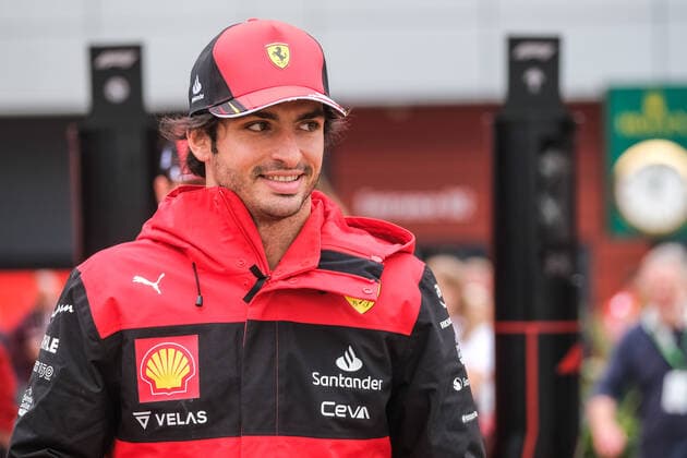 Carlos Sainz Junior ESP, Scuderia Ferrari 55 in the paddock, British Grand Prix, Silverstone, motorsport, Formula 1, British Grand Prix, Silverstone, motorsport, Formula 1, photo Knab Eibner Towcester Copyright: xEibner-Pressefotox