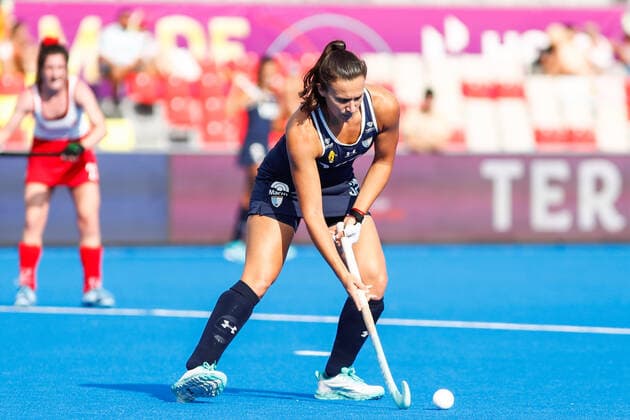 July 7, 2022, TERRASSA, BARCELONA, SPAIN: Valentina Costa of Argentina in action during the FIH Hockey Women s World Cup 2022, Pool C, hockey match played between Argentina v Canada at Estadi Olimpic on July 06, 2022, in Terrassa, Barcelona, Spain. TERRASSA SPAIN - ZUMAa181 20220707_zaa_a181_004 Copyright: xIrinaxR.xHx