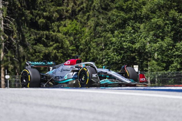 08 07 2022, Red Bull Ring, Spielberg, AUT, FIA, Formula One, Austrian Grand Prix, Free Practice, in picture George Russel GBR, Mercedes George Russel of United Kingdom during a training day before the Austrian FIA Formula One Grand Prix at the Red Bull Ring in Spielberg, Austria on 2022 07 08 Expa Spielberg EP_ang