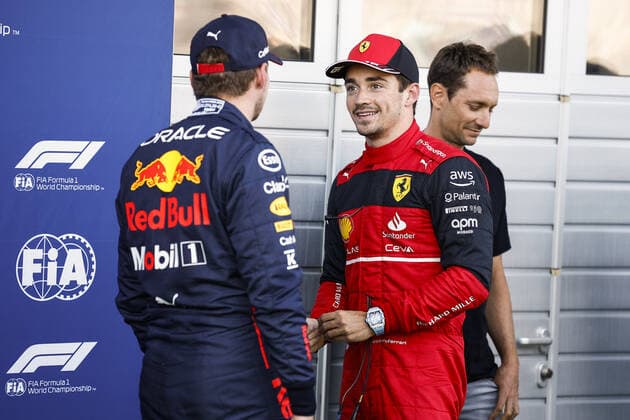VERSTAPPEN Max (ned), Red Bull Racing RB18, portrait LECLERC Charles (mco), Scuderia Ferrari F1-75, portrait during the Formula 1 Rolex Grosser Preis Von Osterreich 2022, 2022 Austrian Grand Prix, 11th round of the 2022 FIA Formula One World Championship, WM, Weltmeisterschaft from July 8 to 10, 2022 on the Red Bull Ring, in Spielberg, Austria - F1 - AUSTRIAN GRAND PRIX 2022 DPPI Panoramic 00122026__R3_1319_1
