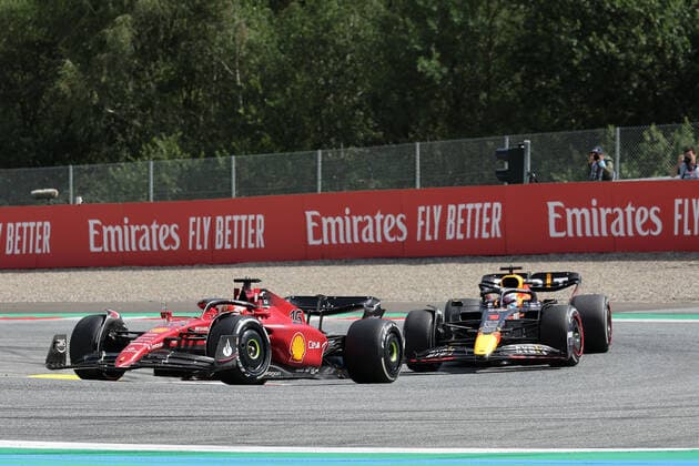 16 Charles Leclerc (MCO, Scuderia Ferrari), 1 Max Verstappen (NLD, Oracle Red Bull Racing), F1 Grand Prix of Austria at Red Bull Ring on July 10, 2022 in Spielberg, Austria. (Photo by HOCH ZWEI Italy Photo Press) (Verwendung nur in Deutschland - GERMANY ONLY) *** 16 Charles Leclerc MCO, Scuderia Ferrari , 1 Max Verstappen NLD, Oracle Red Bull Racing , F1 Grand Prix of Austria at Red Bull Ring on July 10, 2022 in Spielberg, Austria Photo by HOCH ZWEI Italy Photo Press Use only in Germany GERMANY ONLY